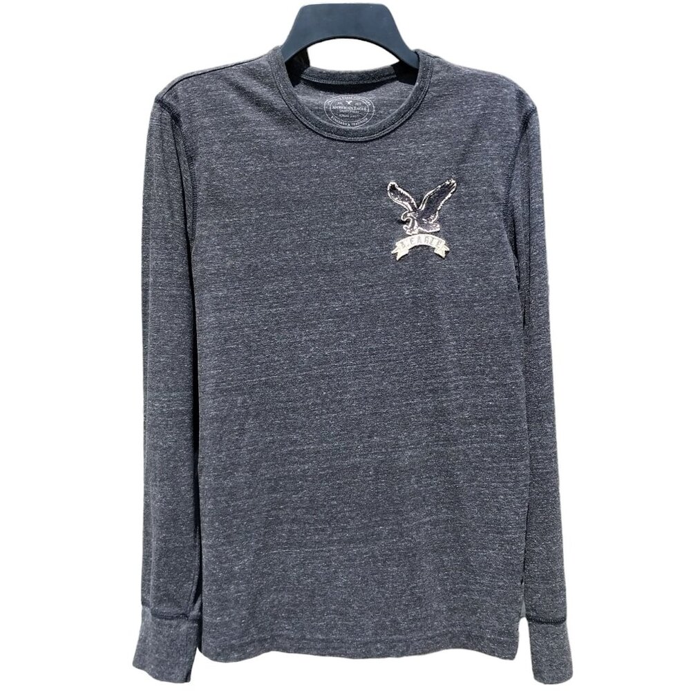 American Eagle Athletic Fit Long Sleeve Shirt, Embroidered Logo, Men's, Size S